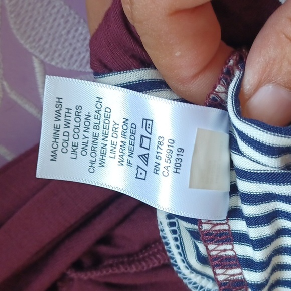 Maurice’s Burgundy Cardigan W/Black&White Stripes, XS, 20" PTP, 28"L - Picture 7 of 7